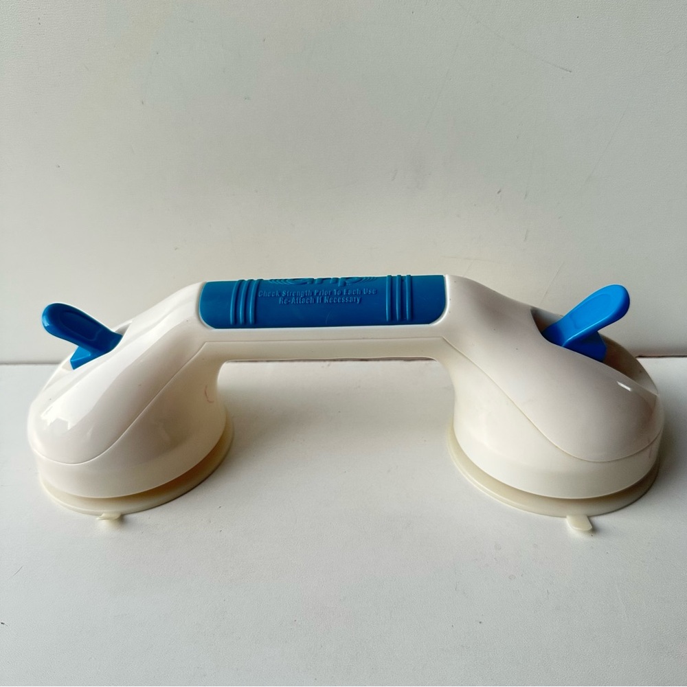 Carex Ultra Grip, Suction Shower Grab Bar, Dual Locking Grab White And Blue OS